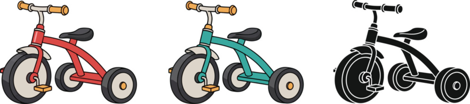 Vector illustration of colorful tricycle for kids design art