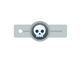 Grey user interface slider with a stylized white cartoon skull on the circular handle.