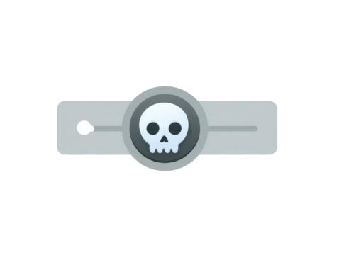Grey user interface slider with a stylized white cartoon skull on the circular handle.