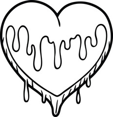 Melting heart icon symbol of affection isolated on white background isolated on transparent background