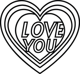 Minimalist line art heart shape illustration with subtle color variations isolated on white background isolated on transparent background