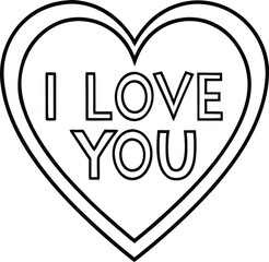 Minimalist line art illustration of a heart shape isolated on white background isolated on transparent background