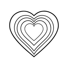 Concentric outline heart shapes layered together creating a stylized romantic symbol isolated on white background isolated on transparent background