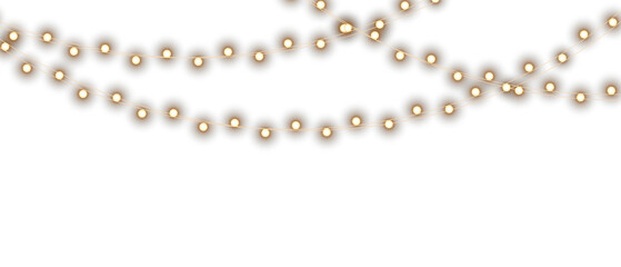 Vector Christmas lights on a transparent background. Christmas light PNG. Set of Christmas glowing garlands. For advertising invitations, web banners, postcards. Vector. Christmas decoration, LED lam	