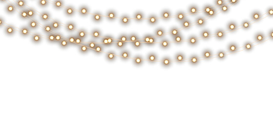 Vector Christmas lights on a transparent background. Christmas light PNG. Set of Christmas glowing garlands. For advertising invitations, web banners, postcards. Vector. Christmas decoration, LED lam	