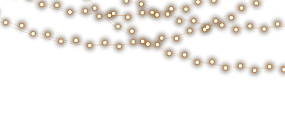 Vector Christmas lights on a transparent background. Christmas light PNG. Set of Christmas glowing garlands. For advertising invitations, web banners, postcards. Vector. Christmas decoration, LED lam	