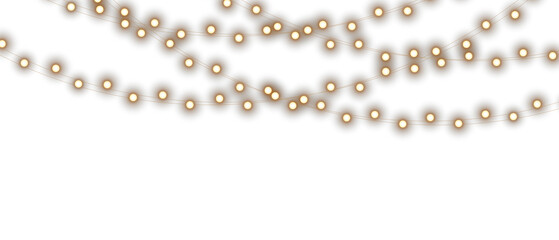 Png christmas lights on a transparent background. Christmas light PNG. Set of Christmas glowing garlands. For advertising invitations, web banners, postcards. Vector. Christmas decoration, LED lam	