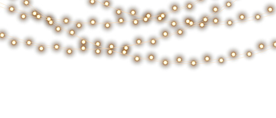 Vector Christmas lights on a transparent background. Christmas light PNG. Set of Christmas glowing garlands. For advertising invitations, web banners, postcards. Vector. Christmas decoration, LED lam	