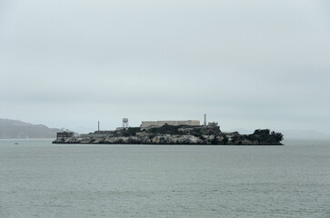 Alcatraz Island and former prison in San Francisco Bay