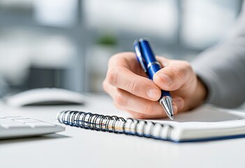 Close-up of a hand writing in a spiral notebook (1)