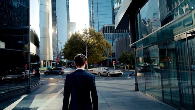 Businessman walking in the city