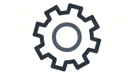 Minimalist gray gear with jagged edges, centered on a clean white backdrop