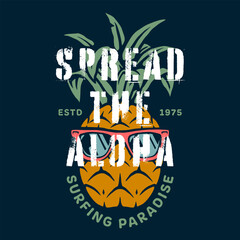 Creative design of a pineapple wearing sunglasses