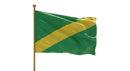 Flag of the Republic of the Congo waving on a flagpole, isolated on white background, perfect for international and cultural projects
