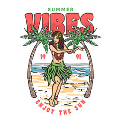 Tropical hula dancer summer vibes art