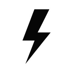 Black lightning bolt symbol on white background representing energy power and electricity icon