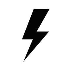 Fototapeta premium Black lightning bolt symbol on white background representing energy power and electricity icon