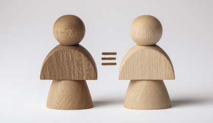 Two wooden figures, representing equality