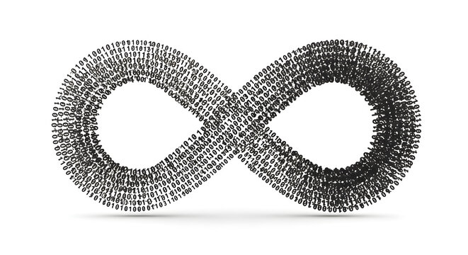 Infinite digital stream of data forming a mesmerizing infinity symbol for technology and connectivity