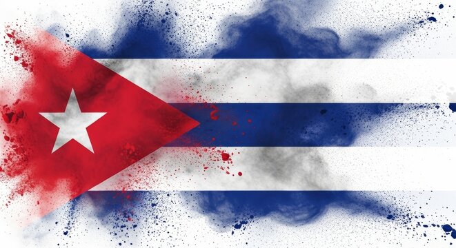 Dynamic abstract representation of a national flag with exploding colors and textures.