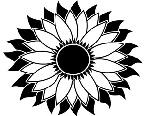  Isolated sunflower silhouette with detailed petals (2).