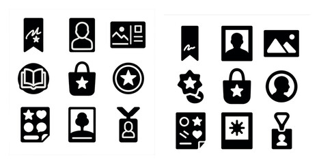 Business and office icons set – solid, silhouette, corporate symbols