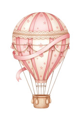 Fototapeta premium Pink vintage hot air balloon illustration Cut Out PNG.