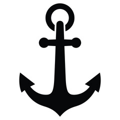 Classic ship anchor silhouette isolated on white background