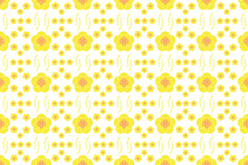 Seamless floral pattern, hand-drawn flower, pastel botanical, fabric print