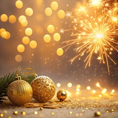 christmas background with golden balls