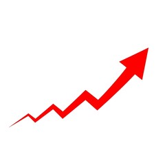 Dynamic red arrow charts upward progress, symbolizing growth, success, and positive trends