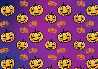 Halloween theme pattern with evil pumpkin.