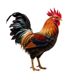 Fototapeta premium Colorful Rooster Standing Proud with Vibrant Feathers and Details