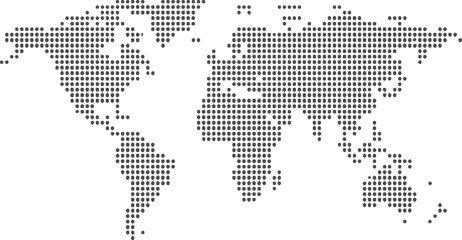 World Map Dot Pattern Vector – Pixel Global Earth Halftone Background © Towhidul