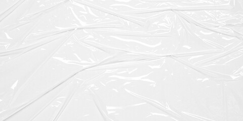 plastic overlay texture of realistic crumpled transparent plastic film wrap on white background,wrinkled stretched plastic effect.abstract plastic background on transparent png
