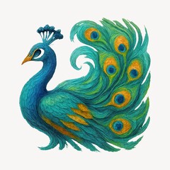 Obraz premium Elegant vibrant peacock illustration