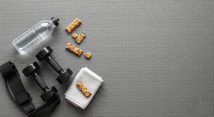 Fitness Equipment and Workout Essentials Flatlay