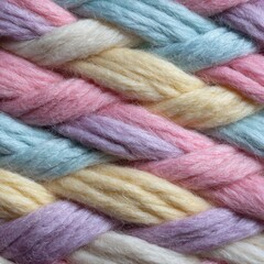 Colorful Twisted Yarn Textiles in Soft Pastel Shades for Crafting and DIY Projects
