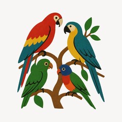 Obraz premium Colorful parrots perched together.