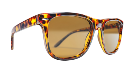 Stylish tortoiseshell sunglasses isolated on transparent background