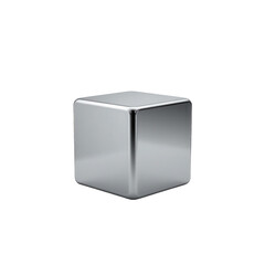 Fototapeta premium Shiny Metallic Cube with Reflections on a Minimalist Background