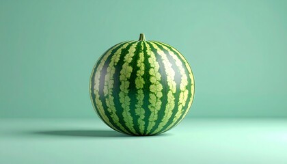 Green Watermelon on Mint Background.