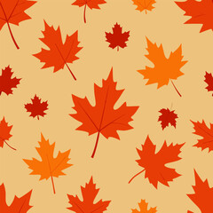 Fototapeta premium Autumn maple leaf pattern with scattered organic layout for seasonal design