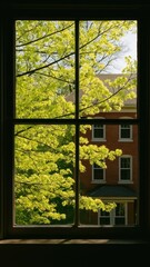 Spring view through window