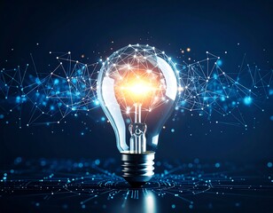 Glowing Lightbulb with Network, and Idea.