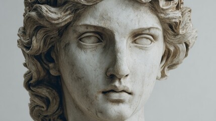 Fototapeta premium Detailed close up of a classical marble statue of an androgynous human face