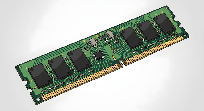 High-Performance Random Access Memory (RAM) Module  Detailed Illustration