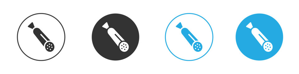 Sausage Icon in Circle Variations Isolated on White Background