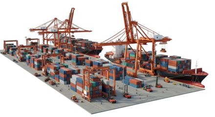 Container Ship At Port Cargo Handling Logistics