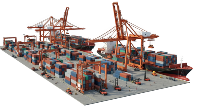 Container Ship At Port Cargo Handling Logistics